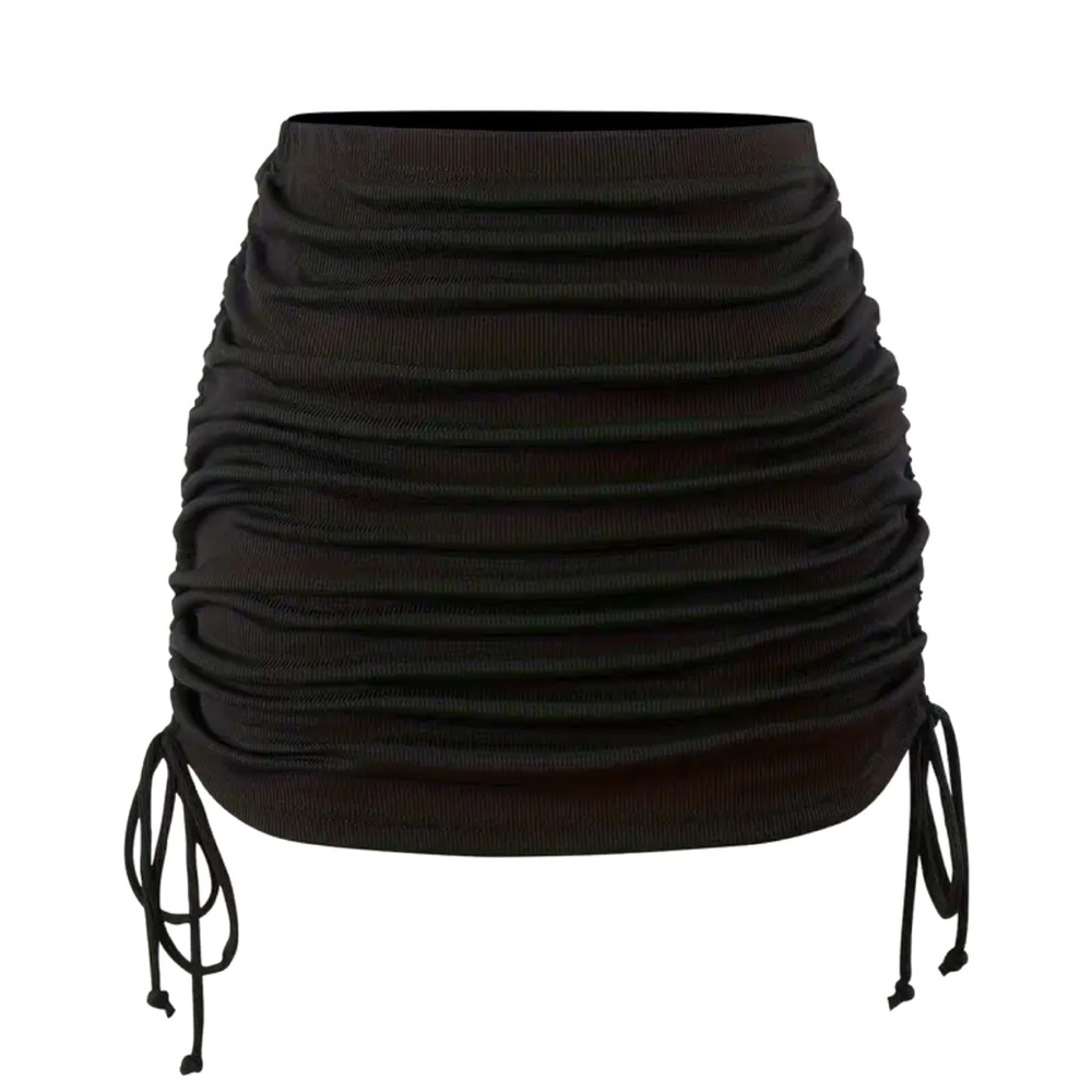 NIB black high waisted stretch side tie cover up skirt beach pool summer